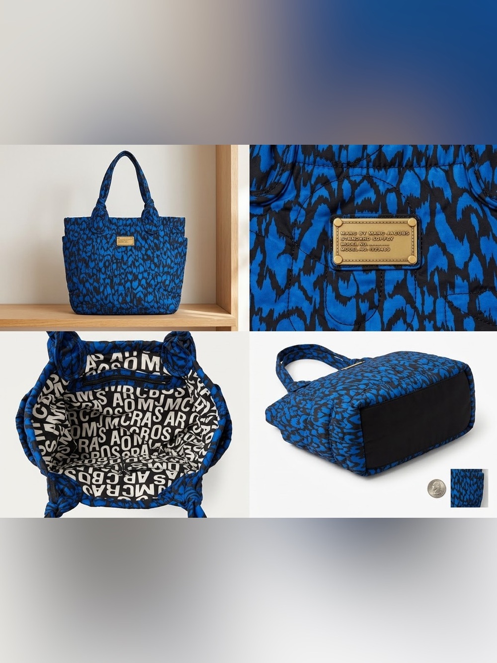 Marc by Marc Jacobs Blue and Black Patterned Tote